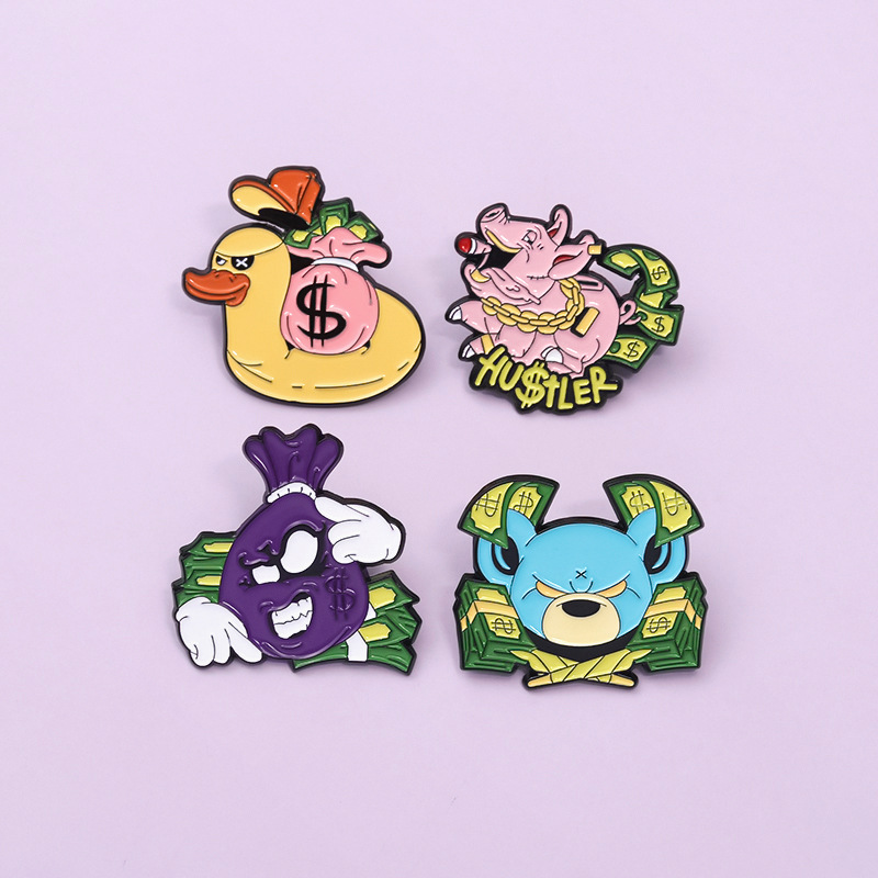 Kids Education Money - Cartoon Pig Duck Money Bag Enamel